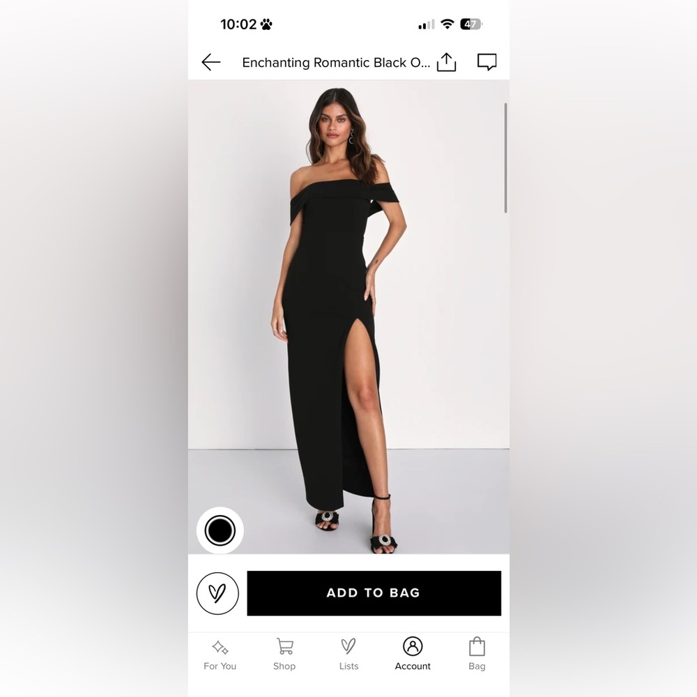 Lulu's Enchanting Black Off-Shoulder Wedding Dress - Picture 1 of 4